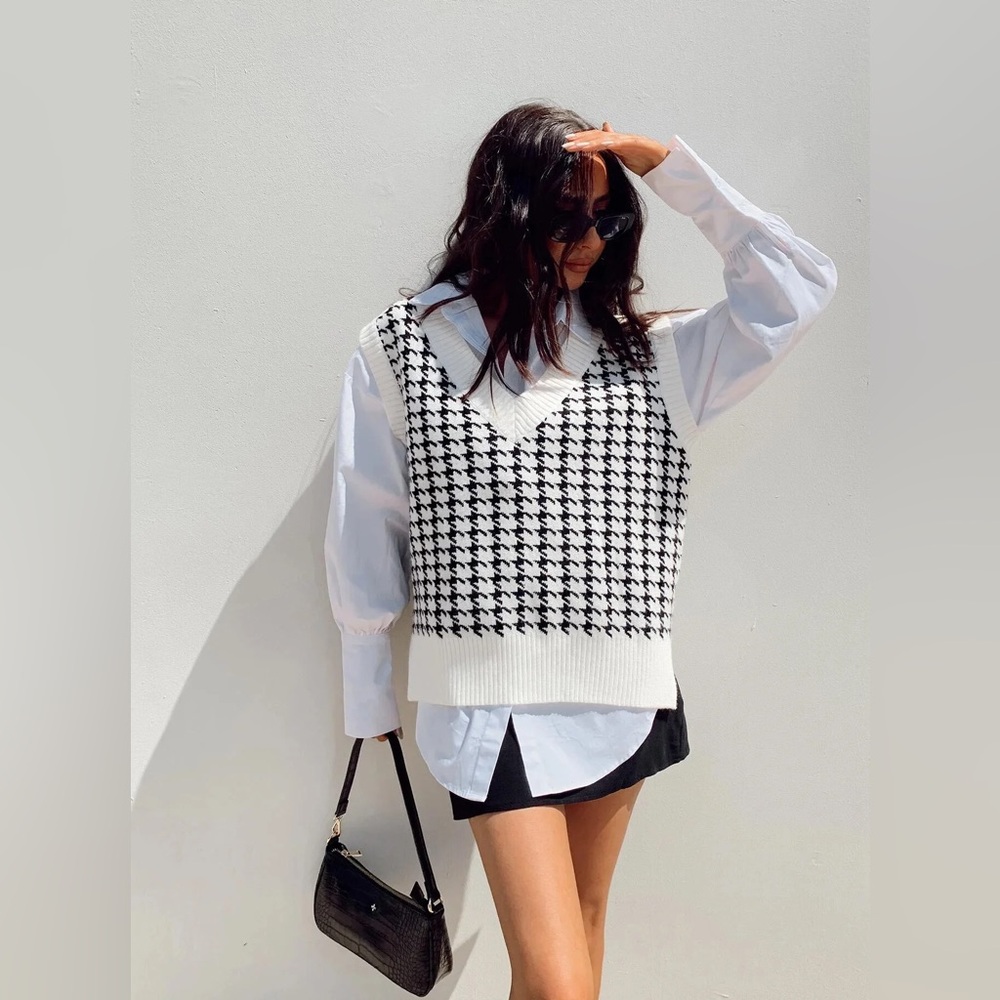 Princess Polly Ashton Houndstooth Sweater Vest